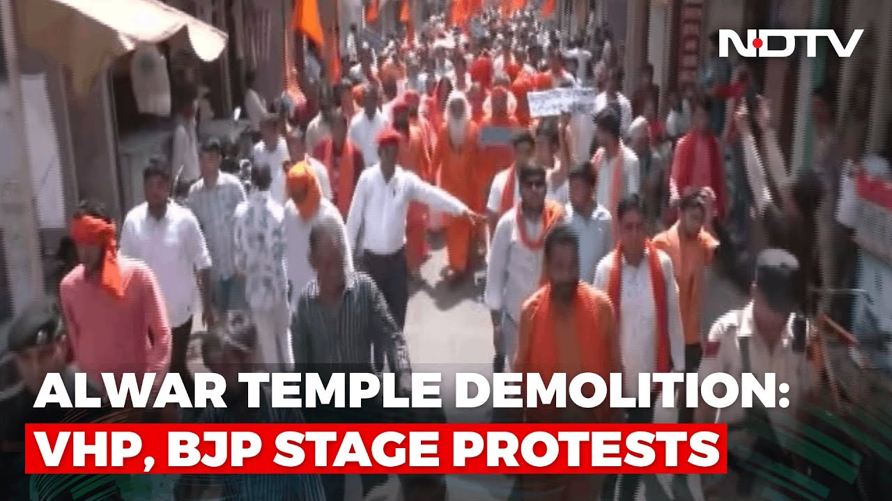Singing Bhajans, BJP Stages Protest At Rajasthan Temple Demolition Site