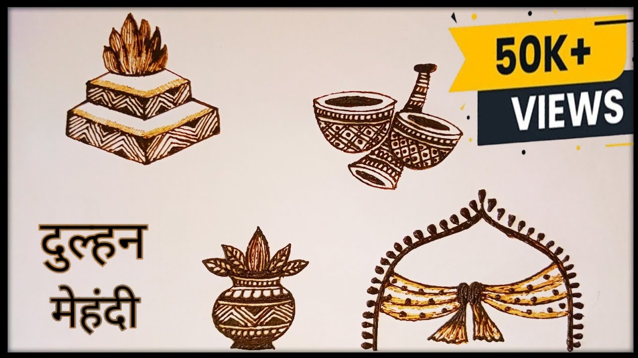 Basic bridal mehndi/ dulhan mehndi/ mehndi se gathbandhan kaise banaye/mehndi kalash/ tabla