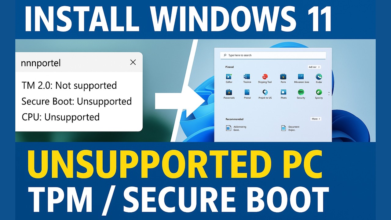 Install Windows 11 on Unsupported PC (No TPM / Secure Boot) | Bypass ...