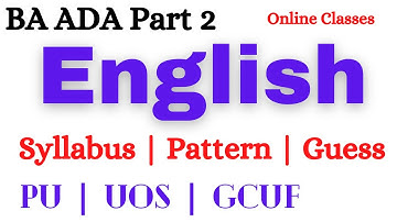 BA ADA Part 2 English Syllabus Paper Pattern Guess Imp Lecture | Online Lectures PU UOS GCUF
