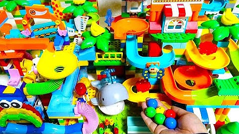 Marble Run ASMR☆Building Blocks 4 Colorful Coasters Speedy compilation video！