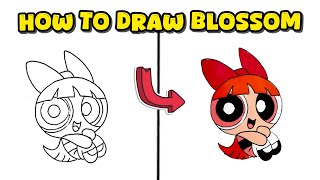 How To Draw Blossom From The Powerpuff Girls - Easy Cartoon Art
