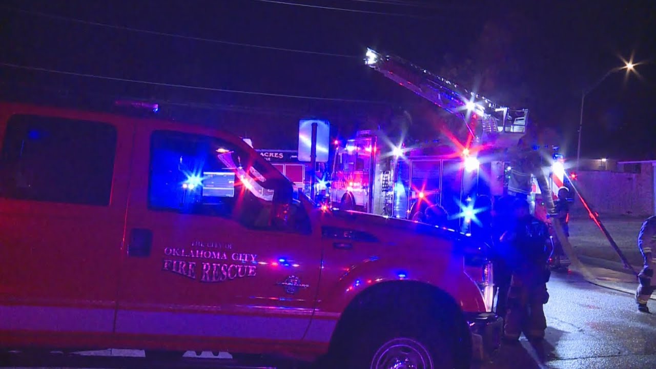 Several crews battle overnight house fire in NW OKC - YouTube