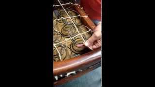 (Upholstery Beginner Tips) The art how to tie springs in a chair @ DIY Wholesale Supplies 8 way hand tied springs in furniture. 