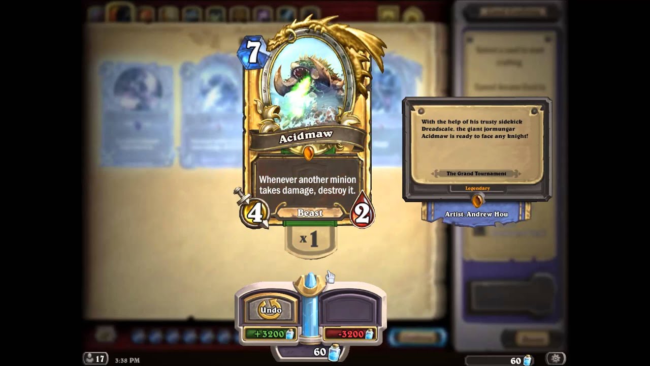 [Hearthstone] Golden Acidmaw Animation! | NEW Hunter Legendary - The Grand Tournament