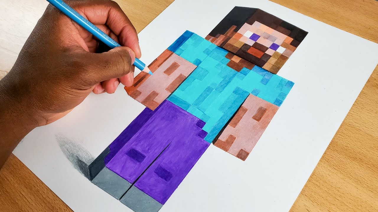 Drawing STEVE From Minecraft - YouTube