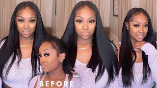 FAST! Middle part quick weave, NO Braids, NO sewing!