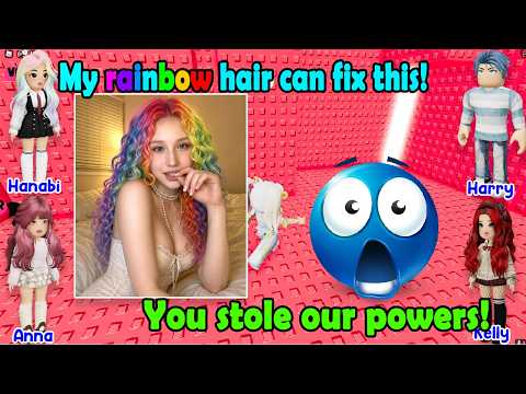TEXT TO SPEECH ROBLOX 🍓 Rainbow Hair Took My Friends' Powers And They Turned On Me 🌻 B3LLA Story