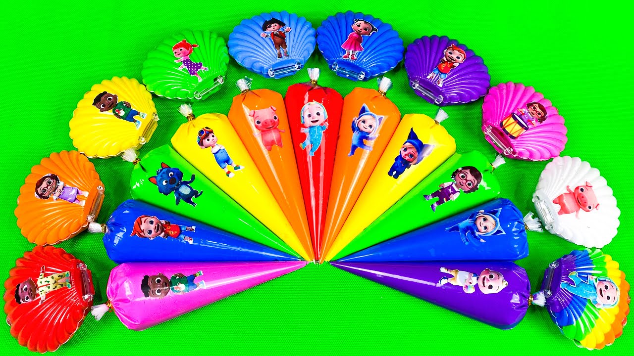 Cocomelon Slime 🌈 Finding Hidden Slime Piping Bags & Seashells with JJ & Pinkfong! Satisfying ASMR