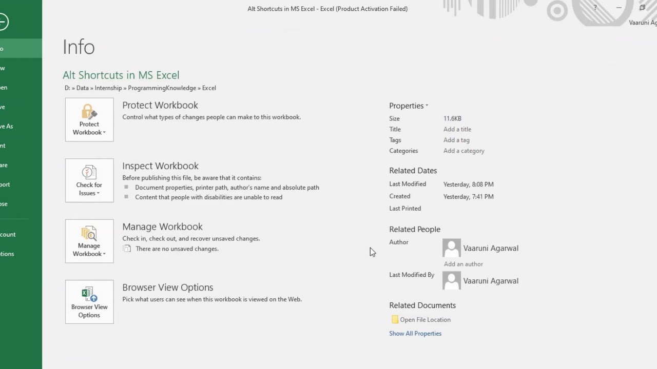 Microsoft Excel Tutorial - Alt Key Shortcuts in MS Excel.