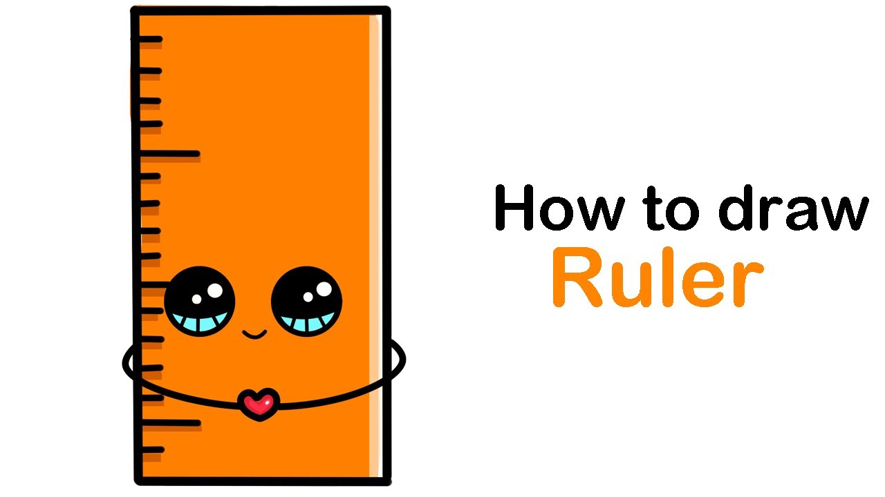 How to draw ruler, Drawing ruler for kids step by step
