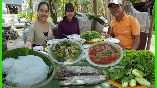 BROHOEUR MSOA in Choeng Toek Village! Salt Fish Fried + Khmer Rice Noodle.