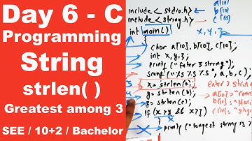 String in C || Use of strlen(  ) || Longest among 3 string  || Day 6 || Readersnepal