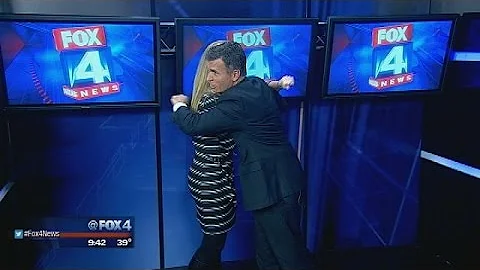 Steve Eagar explains "man hugs" to Heather Hays