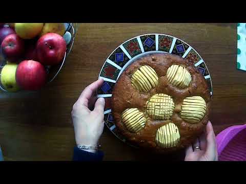 ამოტრიალებული ვაშლის პეროგი.   Upsidedown apple cake recipe.