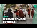 En iran ils font tomber le turban des mollahs pour protester contre le rgime