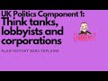 UK Politics Component 1 Think Tanks, Lobbyists and Corporations