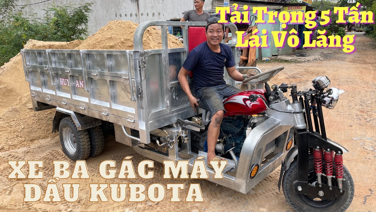 Thử Nghiệm Chở 2,5 Khối Cát Bằng Xe Ba Bánh Máy Dầu... - youtube