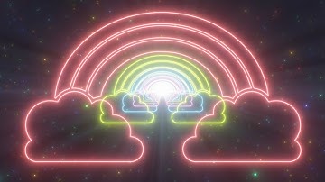 Rainbow and Clouds Shaped Glowing Bright Neon Lights Tunnel Portal 4K 60fps Wallpaper Background