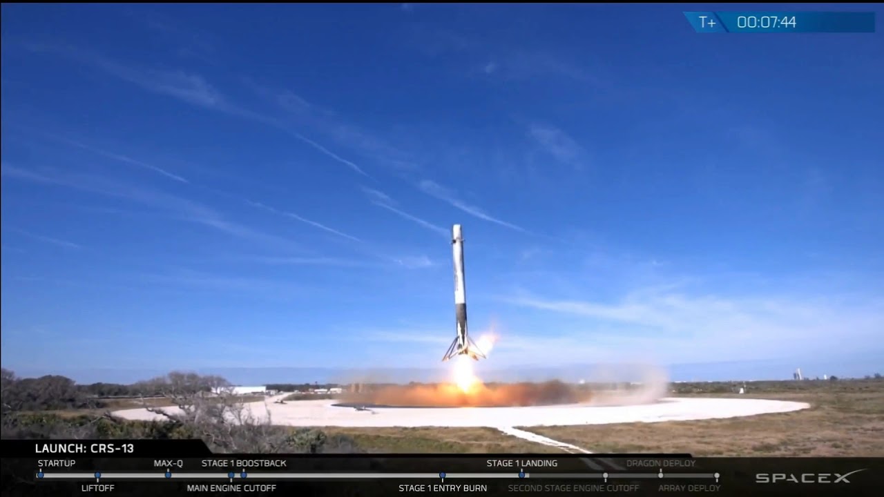 Моменты старта и посадки Б/У Falcon 9 (CRS-13) [15/12/2017]
