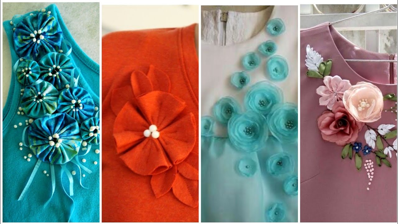 Trendy flowers neck Designs ideas flowers for neck designs designer