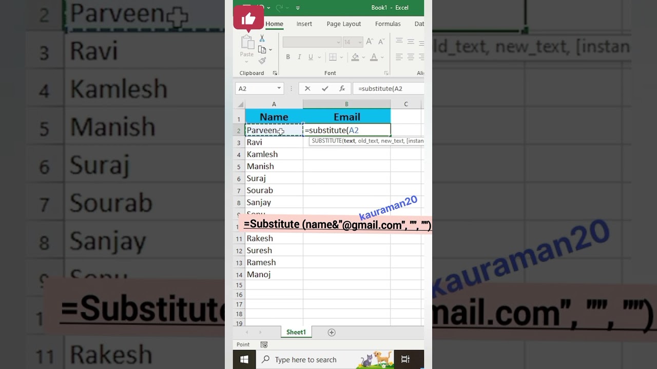 How to Create Email with Substitute function in excel 