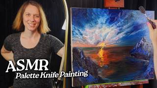 ASMR Palette Knife Painting: Vibrant Sunrise with Sea and Mountains (Soft Spoken, 1.5 Hours) screenshot 3
