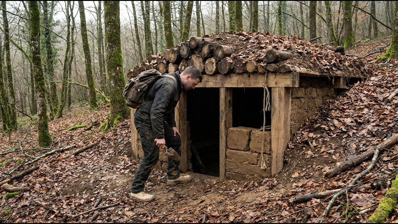 Constructing a Hidden Survival Bunker Underground in 30 Days - Mega Bushcraft