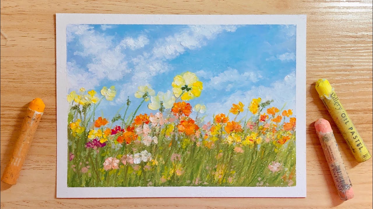 Oil Pastel Painting 油画棒 - Flower Bloom (see description for color codes)