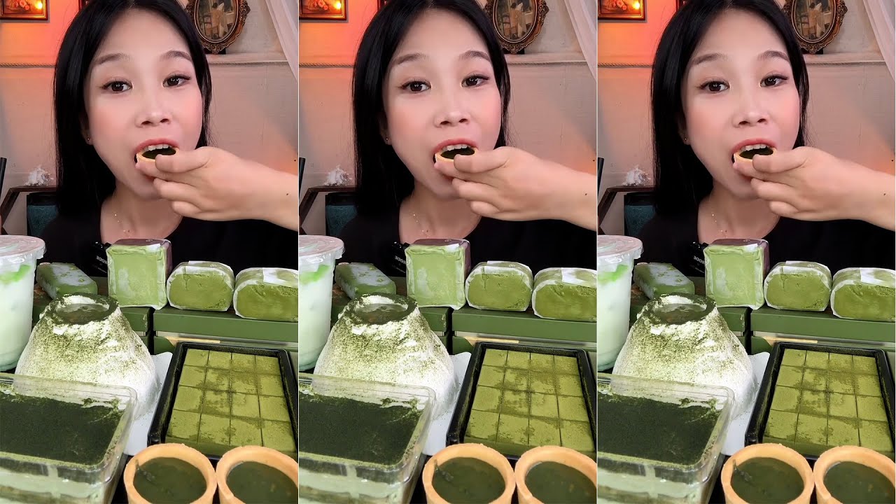 mukbang Sweet ASMR 🥰 Green SATISFYING Eating Show - YouTube