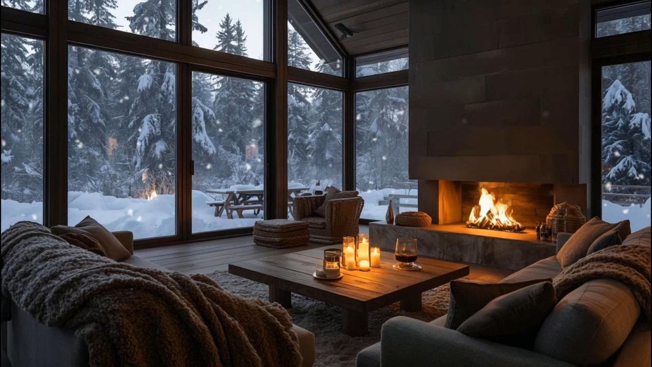 Calm Winter Night — Soft Piano & Fireplace for Deep Focus