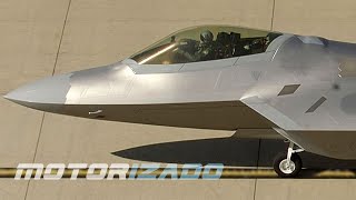 Истребитель-невидимка F-22 Raptor взлет