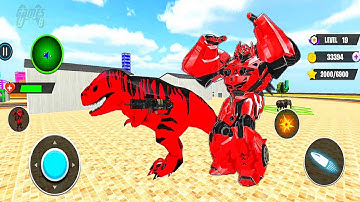 Red Robot Multiple Transformers Dino Car Jet Robot Action - Android Gameplay