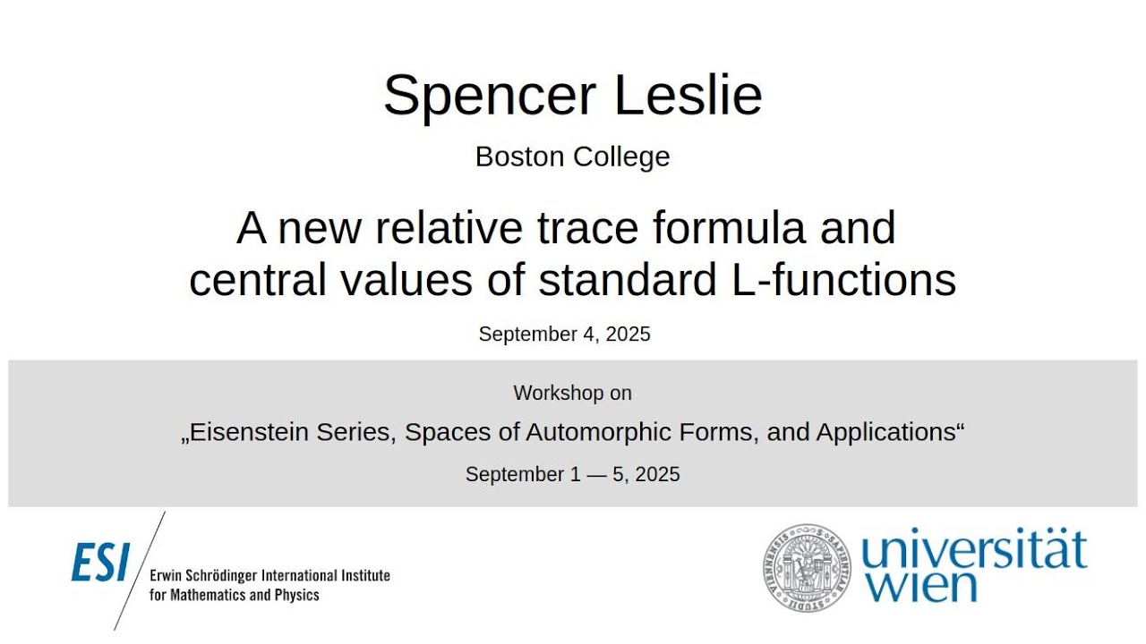 Spencer Leslie - A new relative trace formula and central values of ...