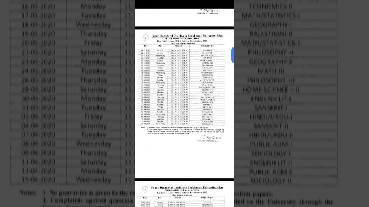 shekhawati university siker Time tebal  2020