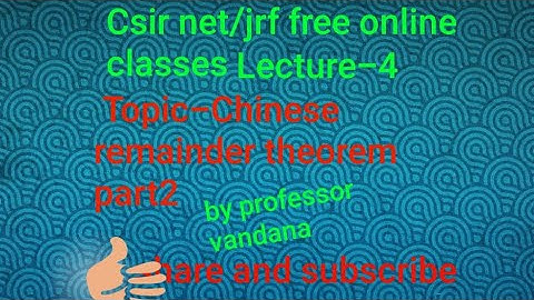 chinese remainder theorem ||Number theory ||CSIR NET||gate