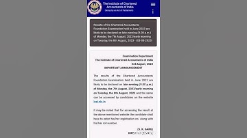 CA FOUNDATION JUNE 2023 RESULT DATE ANNOUNCED BY ICAI / RESULT DATE #ca #cafoundation #caresult