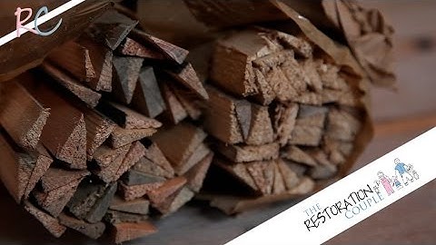 Filling gaps between floorboards with reclaimed pine slivers