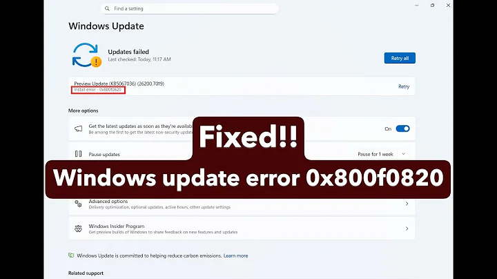 How to fix Windows update error 0x800f0820