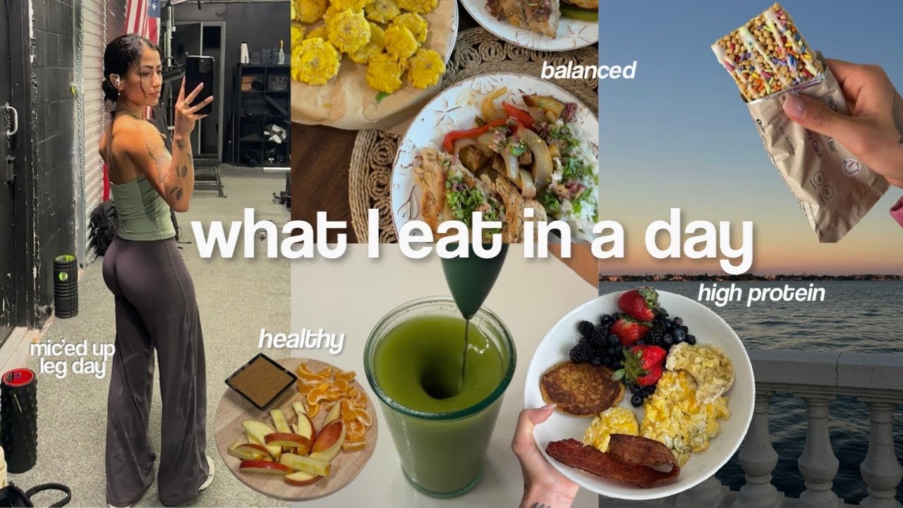 what i eat in a day | healthy & high protein meals, mic’ed up leg day workout 