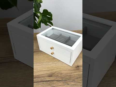 Шкатулка для прикрас двошарова дерев'яна біла 31*19*13 см Гранд Презент JZ-036-2, відео 1