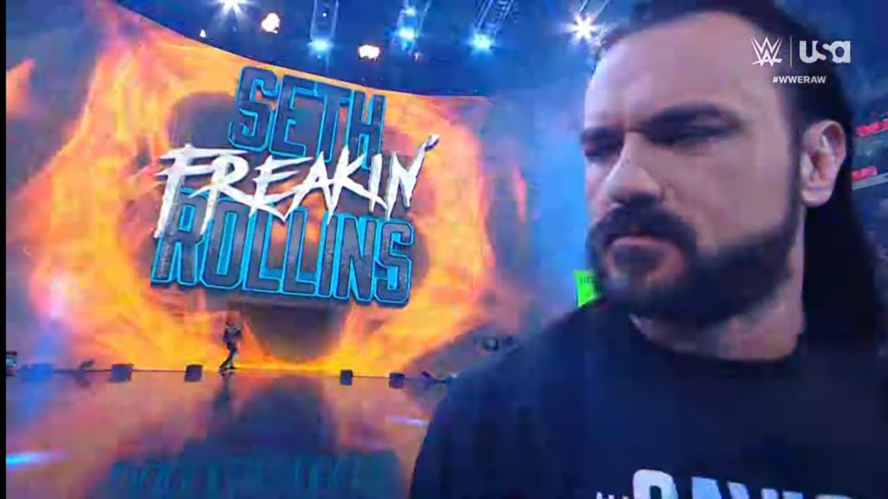 Seth Rollins Interrupts Drew McIntyre's Entrance Live | WWE Monday ...
