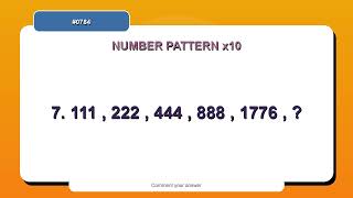 Number Pattern Challenge #0784 | 10 Number Pattern Practice Questions