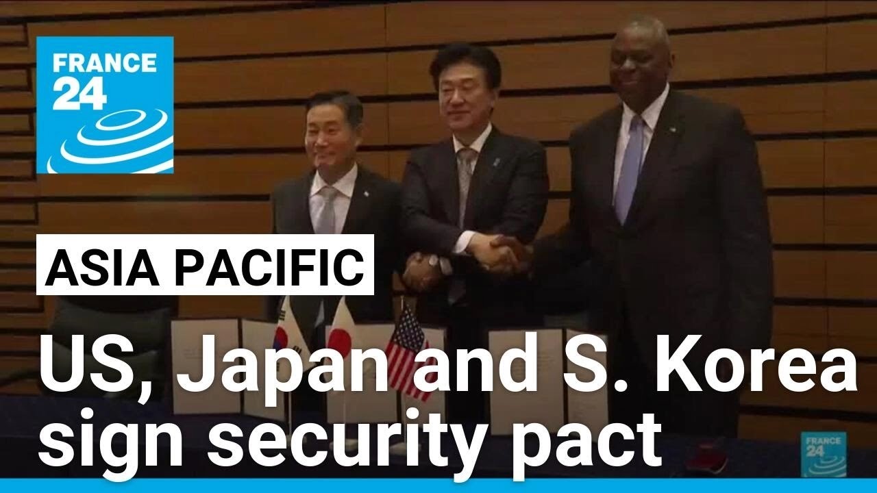 US, Japan and South Korea sign security pact • FRANCE 24 English - YouTube