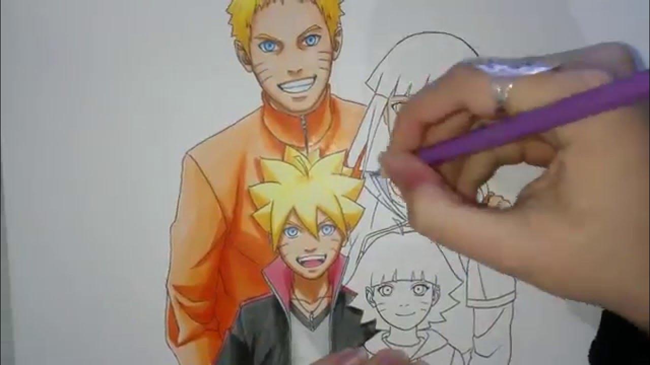 Naruto e Hinata - Desenho da Família Uzumaki em 3D