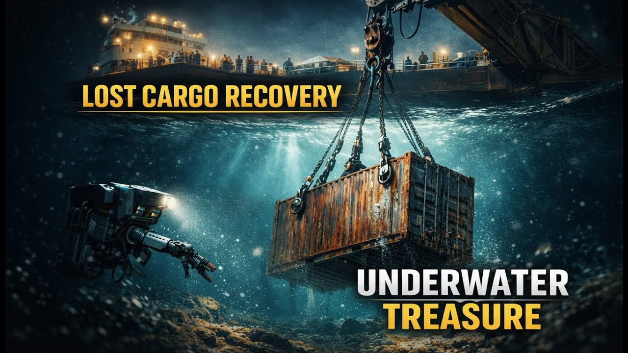 Underwater Treasure Recovery: Lost Cargo Lifted with Heavy Ship Machinery