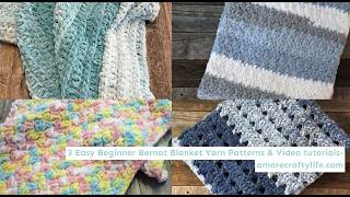 4 Easy Beginner Bernat Baby Blanket Crochet Pattern Super Chunky Yarn Free PDF Video How Lef