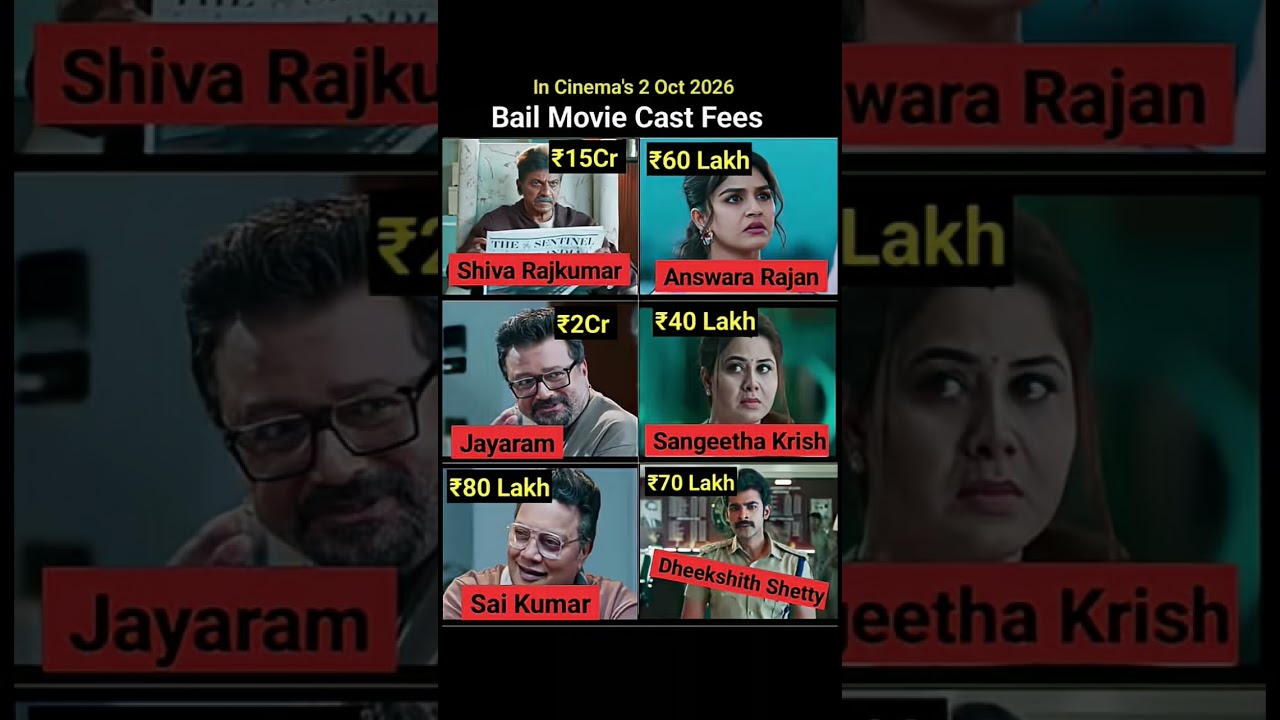 Bail Movie Cast Fees 💸 Here’s an estimated look at the remuneration of the cast of Shivarajkumar’s