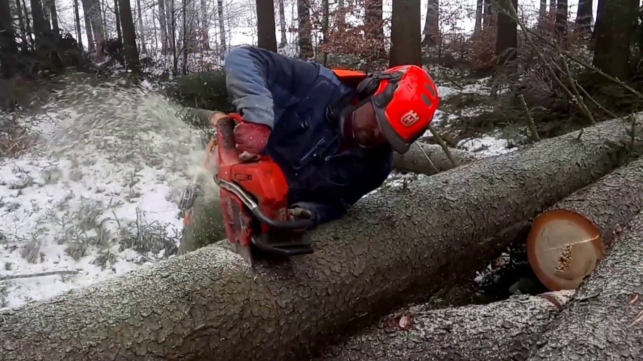 Handling and tree pruning chainsaw Husqvarna 357 XP YouTube