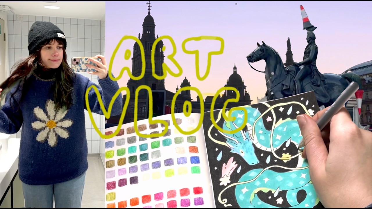 artist vlog 🐉 stickers, glasgow trip and a dragon 
